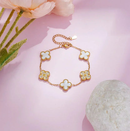 CLOVER - White Gold Zircon Bracelet